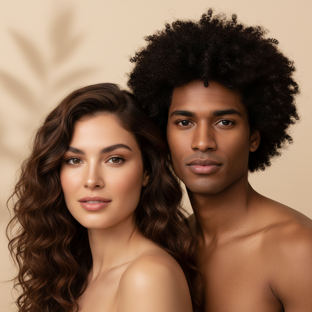 Man and woman with thick healthy-looking hair